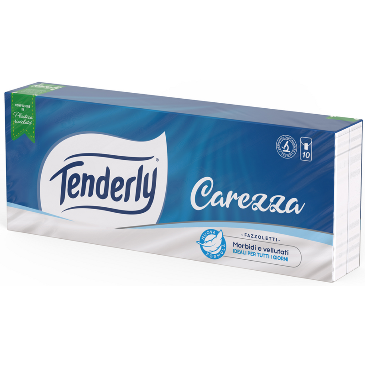 Tenderly Fazzoletti Carezza 10 Pacchetti | 3 Veli Morbidi e Vellutati | Massima Assorbenza e Delicatezza | Confezione in Plastica Riciclata