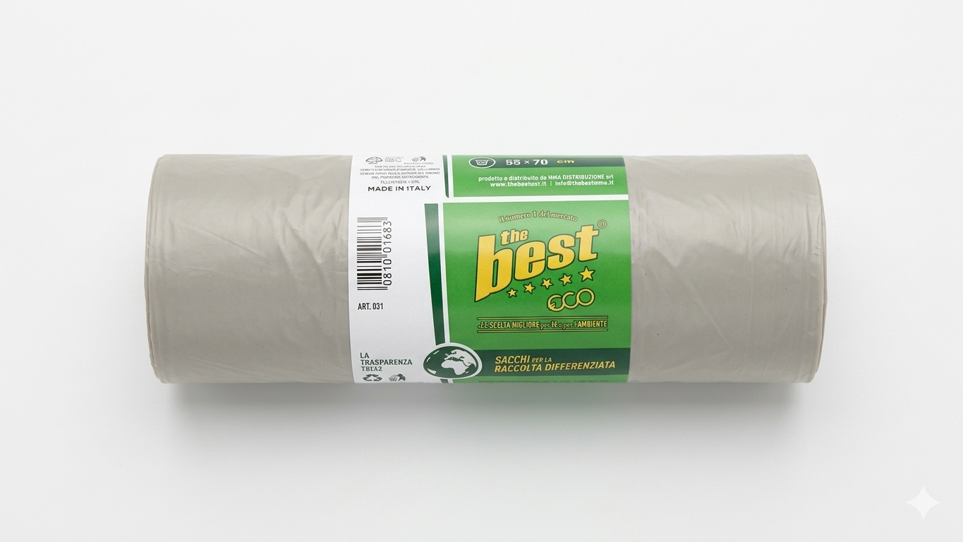 TheBest Eco Sacchi Raccolta Differenziata 55x70 cm in LDPE 100% Riciclato Made in Italy