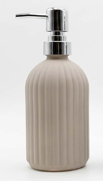 Kasaviva Dispenser Sapone Liquido in Vetro Satinato 500 ml | Dosatore per Bagno e Cucina con Erogatore Cromato | Disponibile in Tortora, Grigio e Bianco