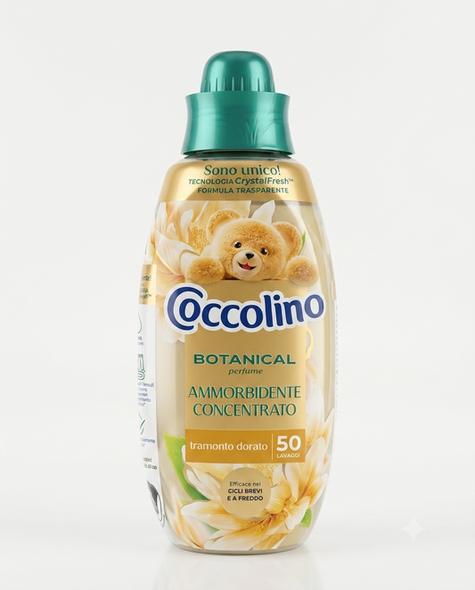 Ammorbidente Coccolino Botanical Perfume Tramonto Dorato 750 ml, concentrato 50 lavaggi con fragranza gelsomino, cardamomo e iris, formula CrystalFresh™