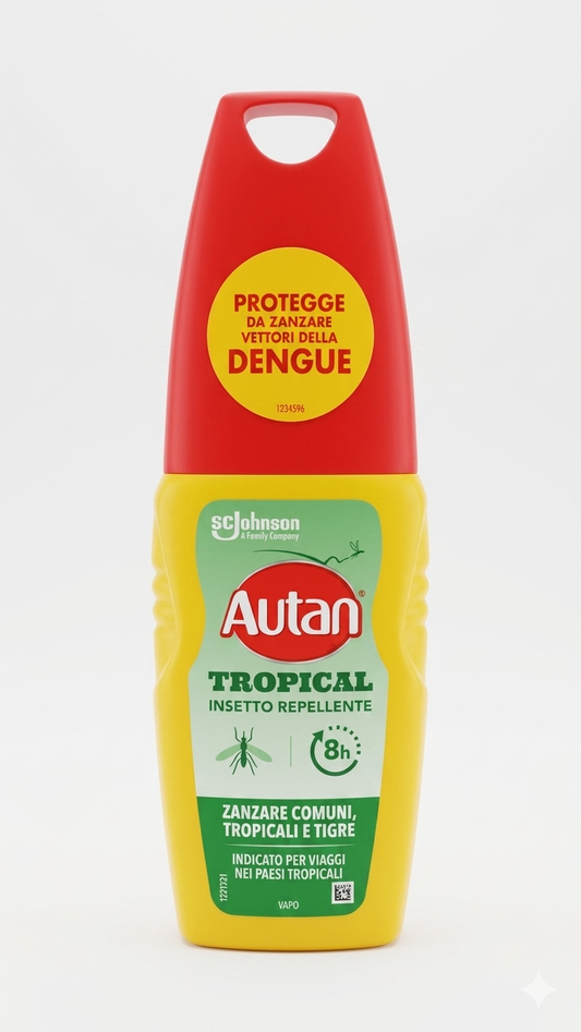 Autan Tropical Vapo 100ml | Repellente Anti-Zanzara Tigre e Tropicale | Protezione Estrema fino a 8 Ore | Ideale per Viaggi e Outdoor