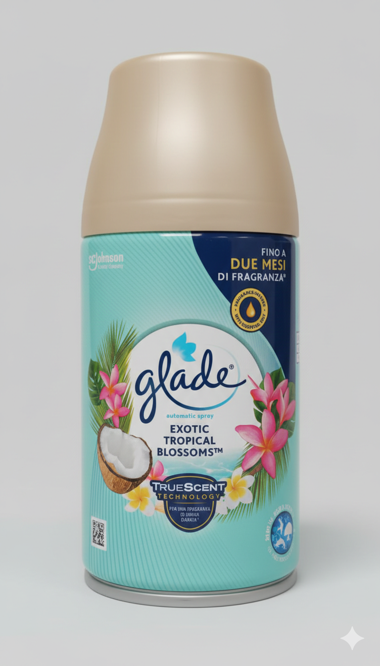 Glade® Automatic Spray Ricarica 269ml | Tecnologia TrueScent™ con Oli Essenziali | Profumazione Automatica Lunga Durata fino a 60 Giorni | Compatibilità Universale | 9 Fragranze Esclusive