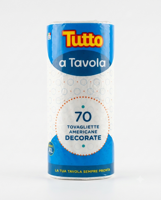 Tutto Tovagliette Americane in Rotolo, confezione da 70 pezzi, tovagliette resistenti ed eleganti ideali per apparecchiare la tavola, uso quotidiano in cucina, picnic, feste ed eventi.