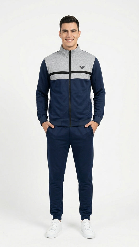 Basile Milano Tuta Uomo Sportiva 2 Pezzi Poliestere Felpa Full Zip Pantalone Polsini – Sportswear Casual Art. FU 1719