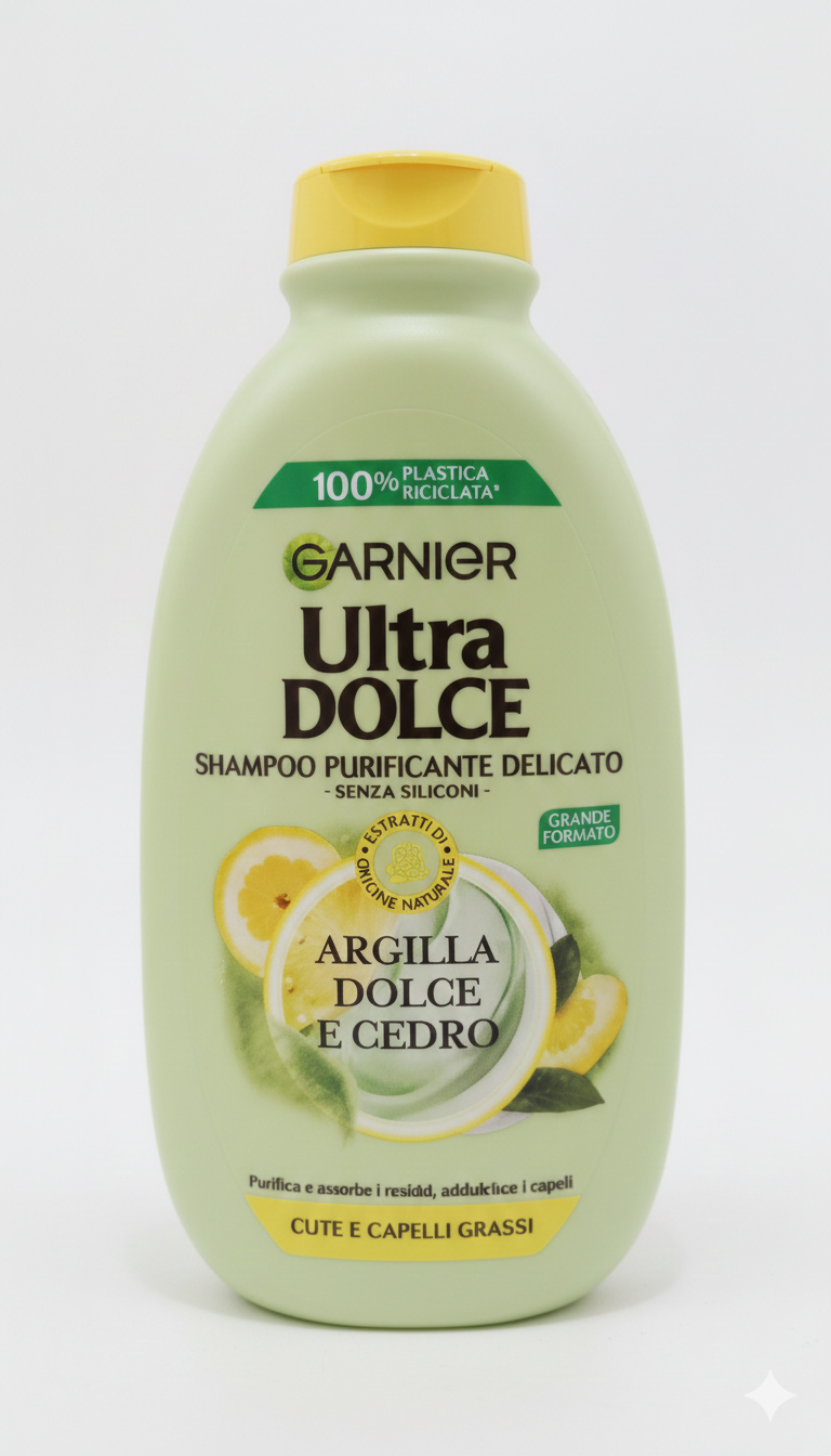 Garnier Ultra Dolce Shampoo Purificante Argilla Dolce e Cedro 400ml – Per Cute e Capelli Grassi – Formula Senza Siliconi