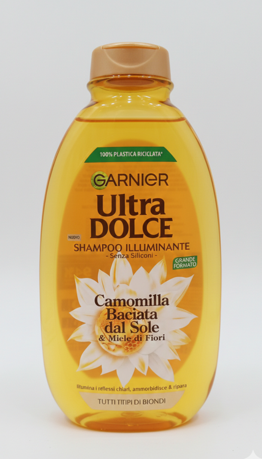 Garnier Ultra Dolce Shampoo Camomilla e Miele 400ml – Per Capelli Biondi e Chiari – Riflessi Naturali e Morbidezza