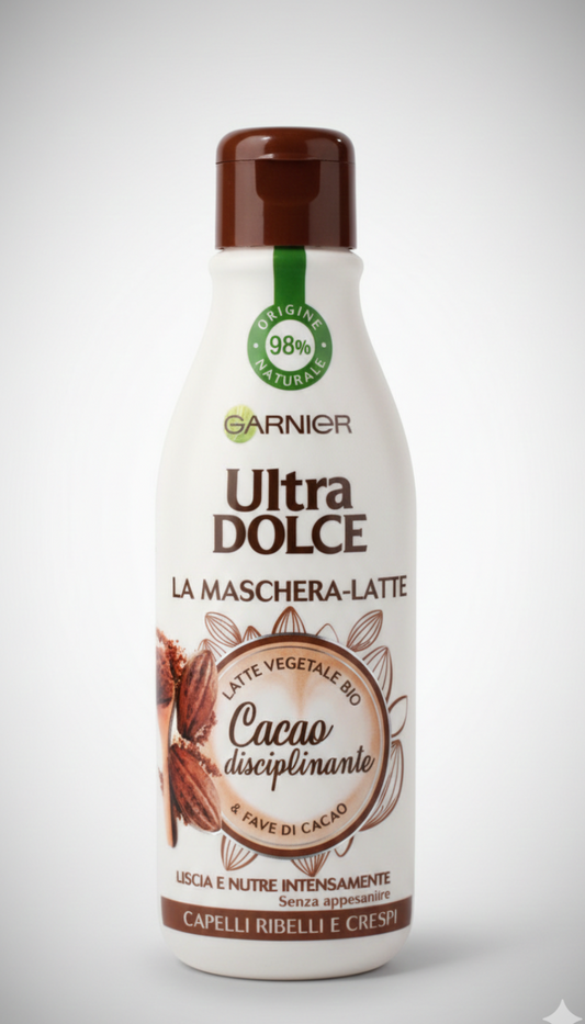 Garnier Ultra Dolce Maschera-Latte Cacao e Latte di Cocco 250ml – Trattamento Disciplinante per Capelli Crespi e Ribelli