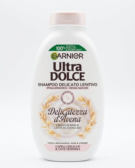 Garnier Ultra Dolce Shampoo Delicato Lenitivo Delicatezza d'Avena 250 ml | Cute Sensibile | Formula Ipoallergenica | Testato su Cute Sensibile | Senza Siliconi