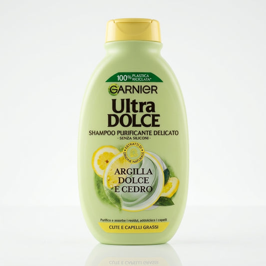 Garnier Ultra Dolce Shampoo Purificante Argilla Dolce e Cedro 250 ml | Per Cute e Capelli Grassi | Azione Purificante | Senza Siliconi | Origine Naturale