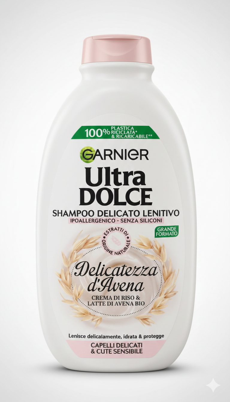 Garnier Ultra Dolce Shampoo Lenitivo Delicatezza d'Avena 400ml – Anti-Prurito per Capelli e Cuoio Capelluto Sensibile