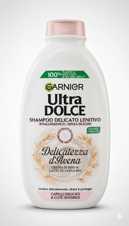 Garnier Ultra Dolce Shampoo Lenitivo Delicatezza d'Avena 400ml – Anti-Prurito per Capelli e Cuoio Capelluto Sensibile