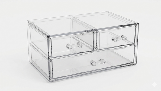Utilissimi By GICOS Makeup Organizer 23x10x15 cm in Acrilico Cristallino – Espositore 3 Cassetti – Soluzione Beauty Desk Professionale