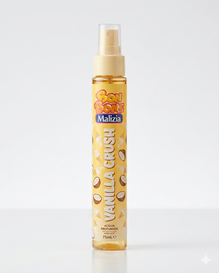 MALIZIA BON BONS Acqua Profumata Corpo Glitterata Lozione Spray – Glow Illuminante Shimmer per Pelle Luminosa