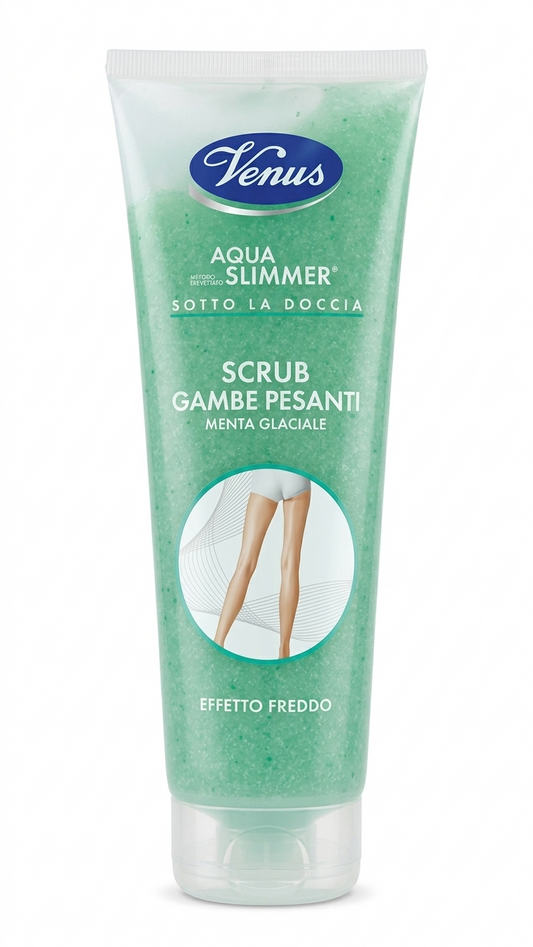 Venus Aquaslimmer Scrub Gambe Pesanti 250 ml | Effetto Freddo Defaticante | Drenante e Levigante | Sollievo Immediato sotto la Doccia