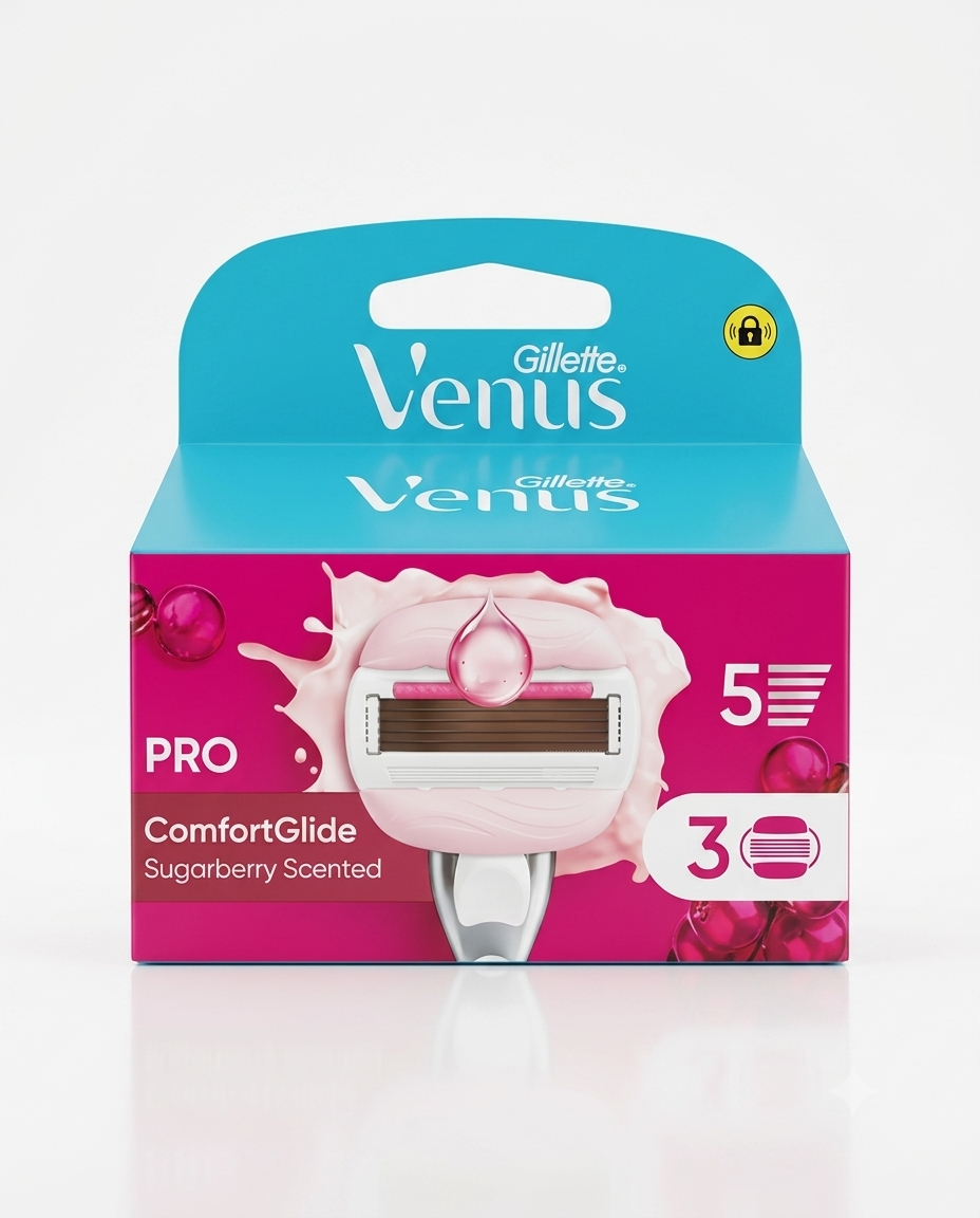 Set 3 Ricariche Gillette Venus ComfortGlide Sugarberry – 5 Lame con Tecnologia Olay e Profumazione Sugarberry – Protezione Pelle Secca