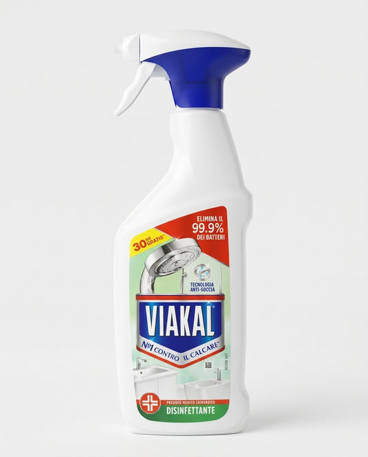 Viakal Igienizzante Spray Casa 470ml – Nuova Formula Anticalcare e Antibatterica per Bagno e Cucina con Tecnologia Anti-Goccia