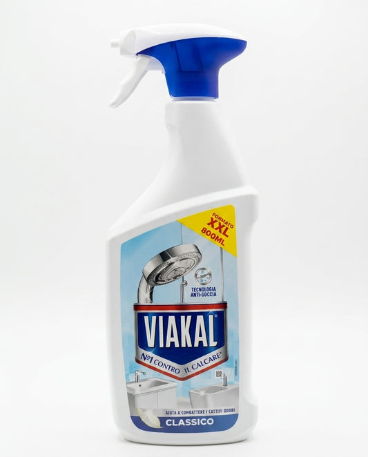 Viakal Classico Disincrostante Spray 800 ml, anticalcare bagno formato XXL con tecnologia anti-goccia, per rimuovere calcare e macchie d'acqua e aiutare a contrastare i cattivi odori su sanitari, rubinetti e acciaio.