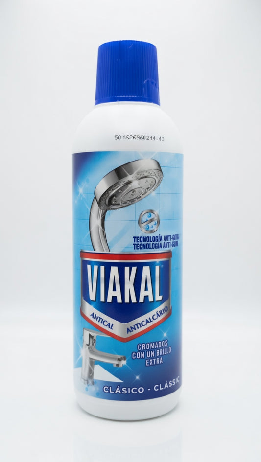 Viakal Anticalcare Classico 500ml | Liquido Disincrostante Potente | Tecnologia Anti-Goccia per Rubinetteria e Cromature | Brillantezza Extra No-Aloni