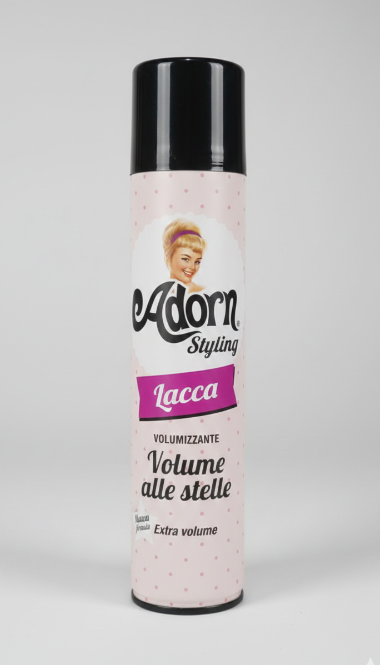 Adorn Lacca Volumizzante "Volume alle stelle" 250ml – Fissaggio a Lunga Durata Anti-Umidità – Effetto Vintage