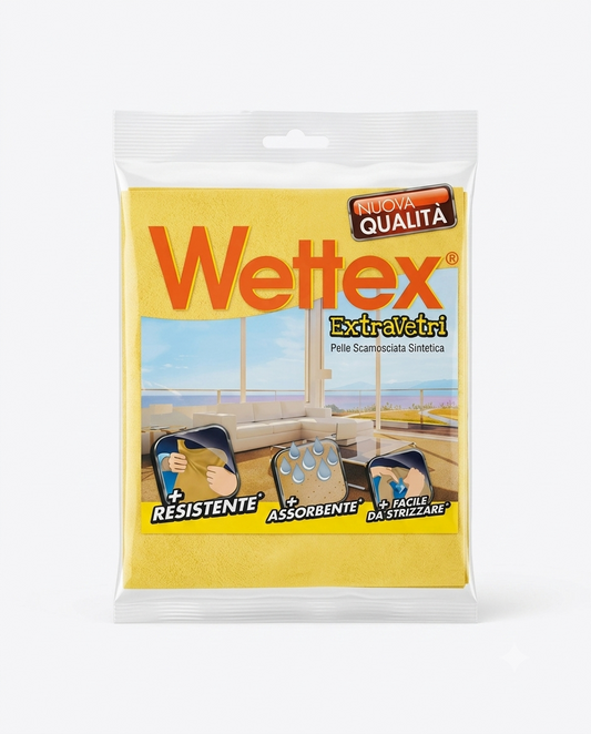 Wettex Extra Vetri Panno Scamosciato Sintetico PVA – Pulizia Professionale Anti-Aloni per Auto, Specchi e Acciaio Inox