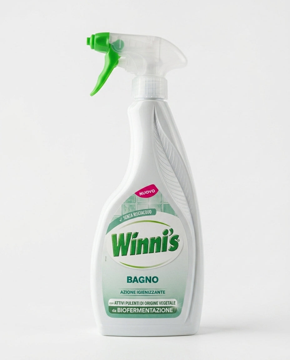 Winni's Naturel Bagno Spray 500 ml, anticalcare ecologico ipoallergenico, ecodermocompatibile e VeganOK, per la pulizia e l'igiene del bagno senza risciacquo.