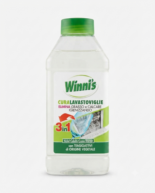 Winni’s Curalavastoviglie 3 in 1 vegetale 250 ml, anti-grasso, anticalcare e igienizzante.