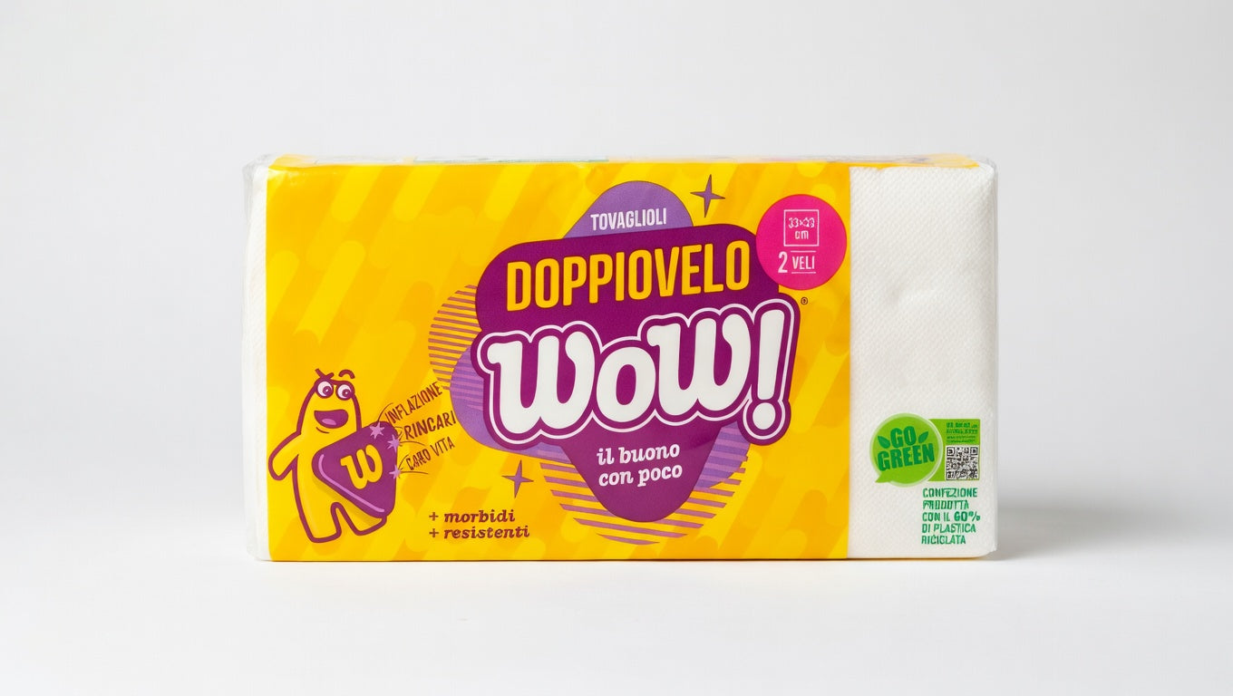 WoW! Tovaglioli di Carta 33x33 cm | Doppio Velo Ultra-Resistente | 100 Pezzi in Pura Cellulosa per Casa e Ristorazione