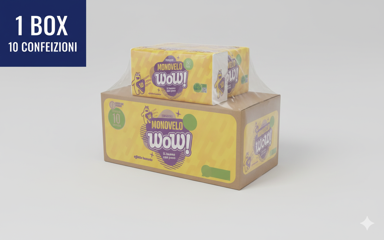 WOW! Maxi Box tovaglioli monovelo in pura cellulosa, 10 confezioni da 30x33 cm per uso alimentare domestico e professionale.