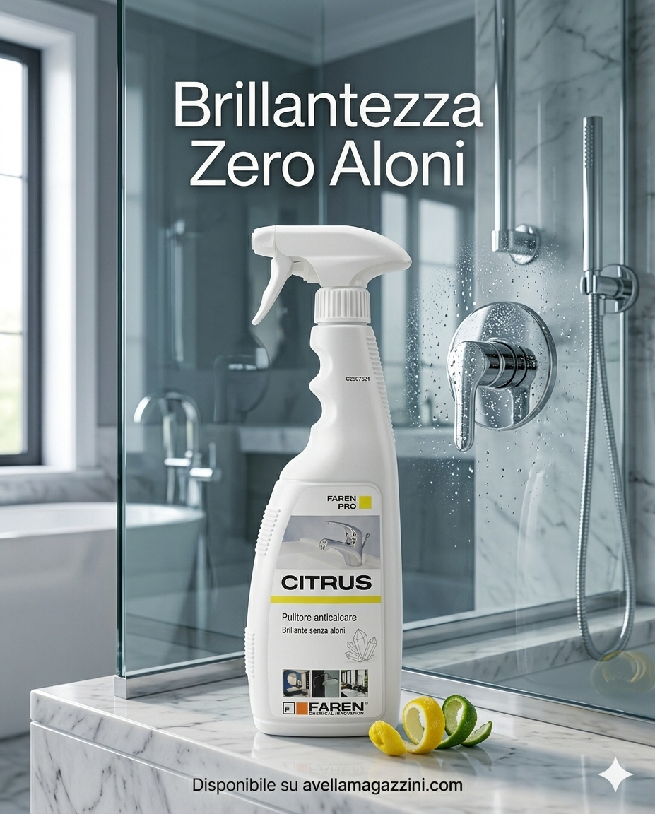 Faren Pro Citrus Anticalcare Naturale Acido Citrico – Pulitore Antiappannante Doccia Brillantezza Zero Aloni